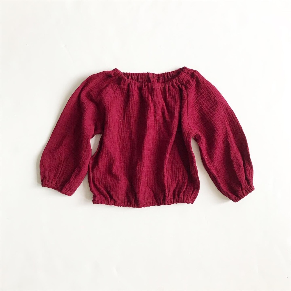 Handmade maroon crepe oversized/crop top 2/3/4T